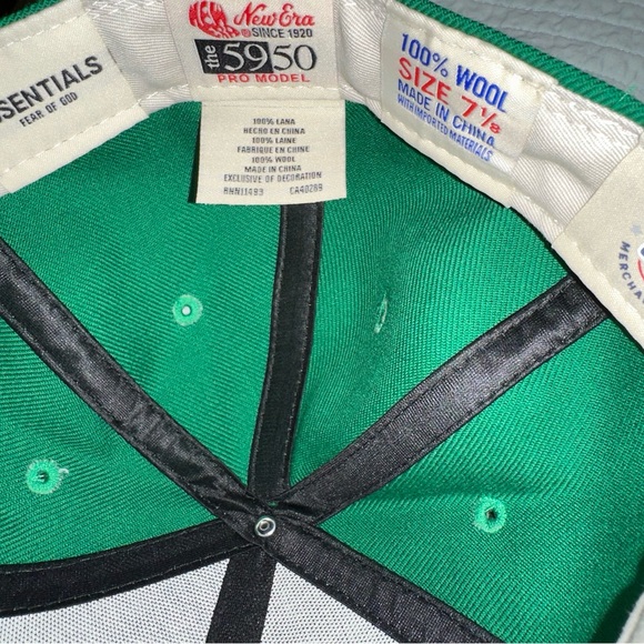 Fear of God Essentials Hat 59FIFTY Fitted New Era Cap Kelly Green Many sizes New - Picture 8 of 9
